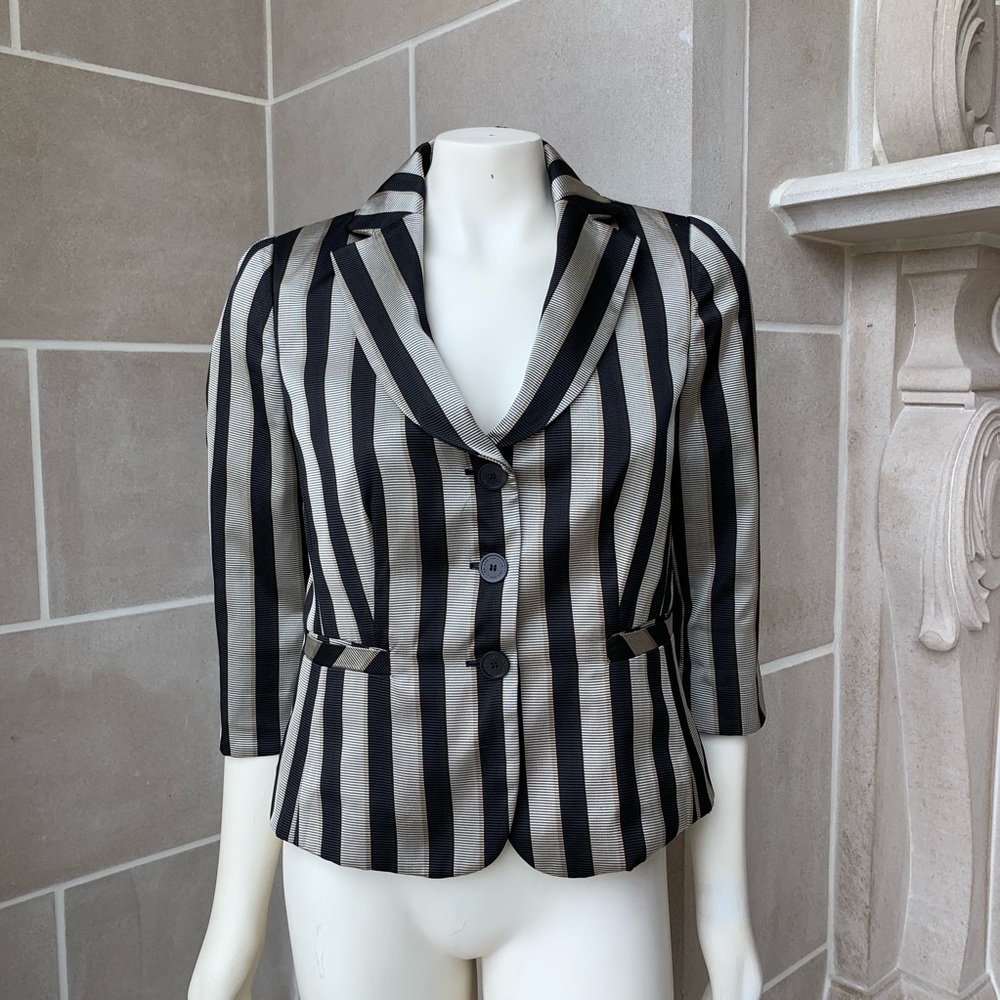 Les Copains Metallic Stripe Tuxedo Blazer